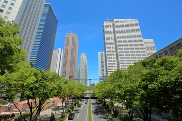 Fototapeta premium 高層ビル・青空