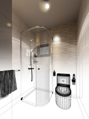 abstract sketch design of interior bathroom 