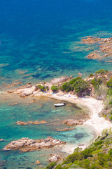 Fototapeta na wymiar Corsica, Cupabia gulf. Vertical coastal landscape