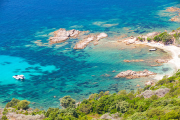 Fototapeta na wymiar Corsica island, Cupabia gulf. Coastal landscape