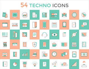 Business vector logo icons set. Objects, techno and finance
