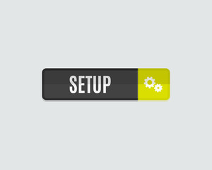 Setup web button, gear icon, flat design