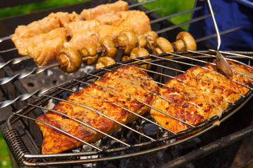 Grilled salmon.