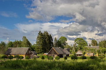 Fototapeta na wymiar wooden rural houses, Saaremaa, Estonia