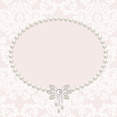 pearl frame on lace background