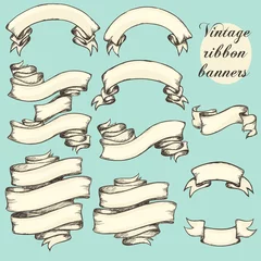 Vintage ribbon banners, hand drawn set © nataliahubbert