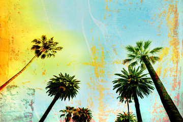 California beach art palm trees background - Powered by Adobe