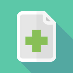 Obraz premium Long shadow document icon with a pharmacy sign