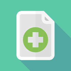 Obraz premium Long shadow document icon with a pharmacy sign