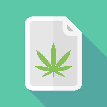 Long shadow document icon with a marijuana leaf