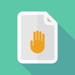 Long shadow document icon with a hand