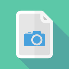 Long shadow document icon with a photo camera
