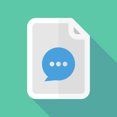 Long shadow document icon with a comic balloon