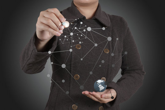  businessman working with new modern computer show social networ