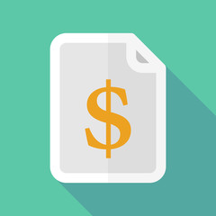 Long shadow document icon with a dollar sign