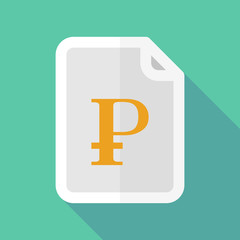 Long shadow document icon with a ruble sign