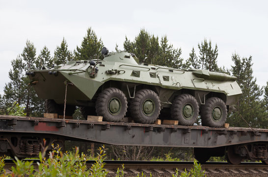 Kandalaksha, RUSSIA - JULY 13, 2015: BTR-80 - the russian armore