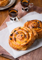 Fresh homemade pain au raisins