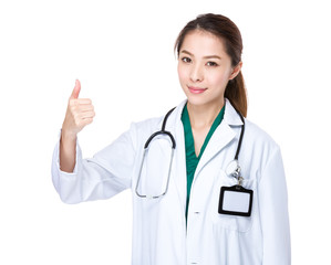 Asian doctor with thumb up