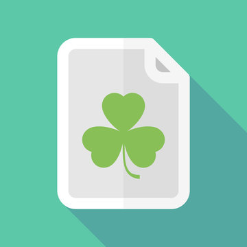 Long shadow document icon with a clover