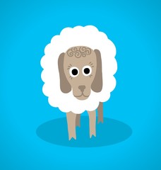 stylized white sheep on a blue background