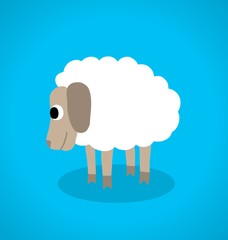 stylized white sheep on a blue background