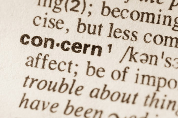 Obraz premium Dictionary definition of word concern