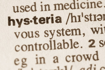 Dictionary definition of word hysteria