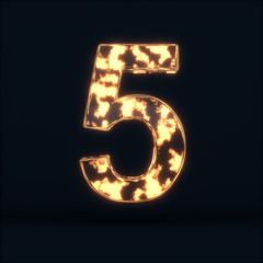 Glass glowing fire digit five symbo