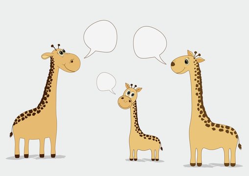 Cute giraffes with speech bubble