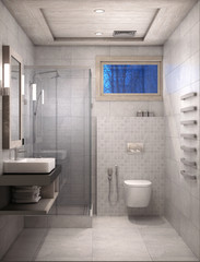 Naklejka na ściany i meble 3D rendering of bathroom