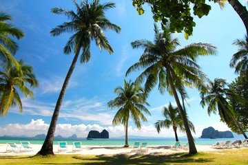 Paradise beach in kohngai island at trang Thailand  - obrazy, fototapety, plakaty