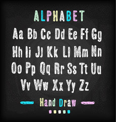 Chalkboard font. Hand draw alphabet.