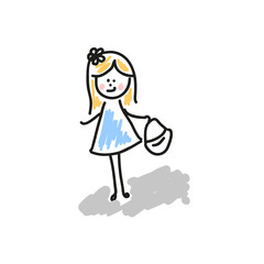 Girl walks. Vector drawing.