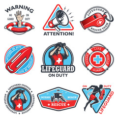 Set of vintage lifeguard emblems - 87103301