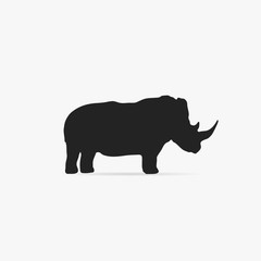 Simple icon, silhouette of a rhinoceros.