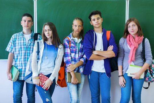  group teens in classroom