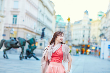Fototapeta premium Beautiful young tourist in Vienna