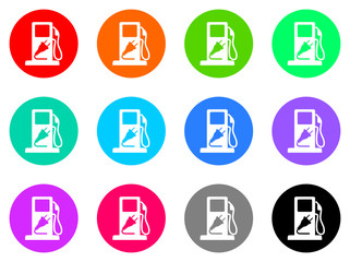 hybrid fuel vector icons set