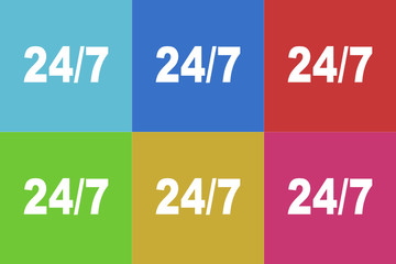 24/7 vector icons set