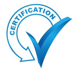 certification sur symbole validé bleu