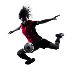 Fototapeten woman soccer player isolated silhouette © snaptitude