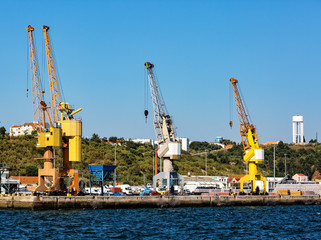 Fototapeta na wymiar Cargo Sea Port with Cranes