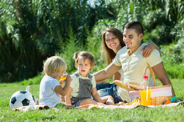 Family on picnic at countryside