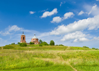 Fototapeta premium Trinity Church in Nikola-Lenivets. Kaluga region, Russia