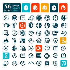 color clock icons set