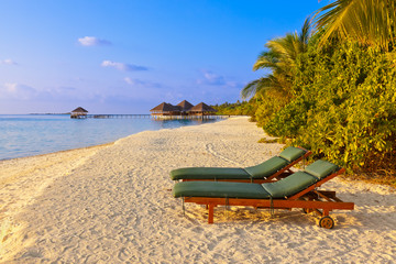 Chairs on Maldives beach