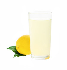 Fresh lemonade with lemon isolated