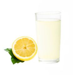 Fresh lemonade with lemon isolated