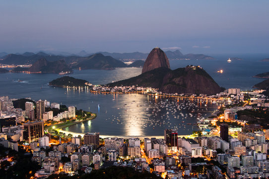 Sugarloaf Mountain in Rio de Janeiro by Sunset